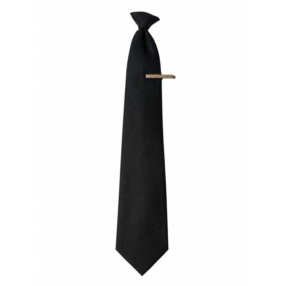 Puritan Black Skinny Necktie Tie Bar Clip Men's Pre-Tied Adjustable EUC 57x2.5